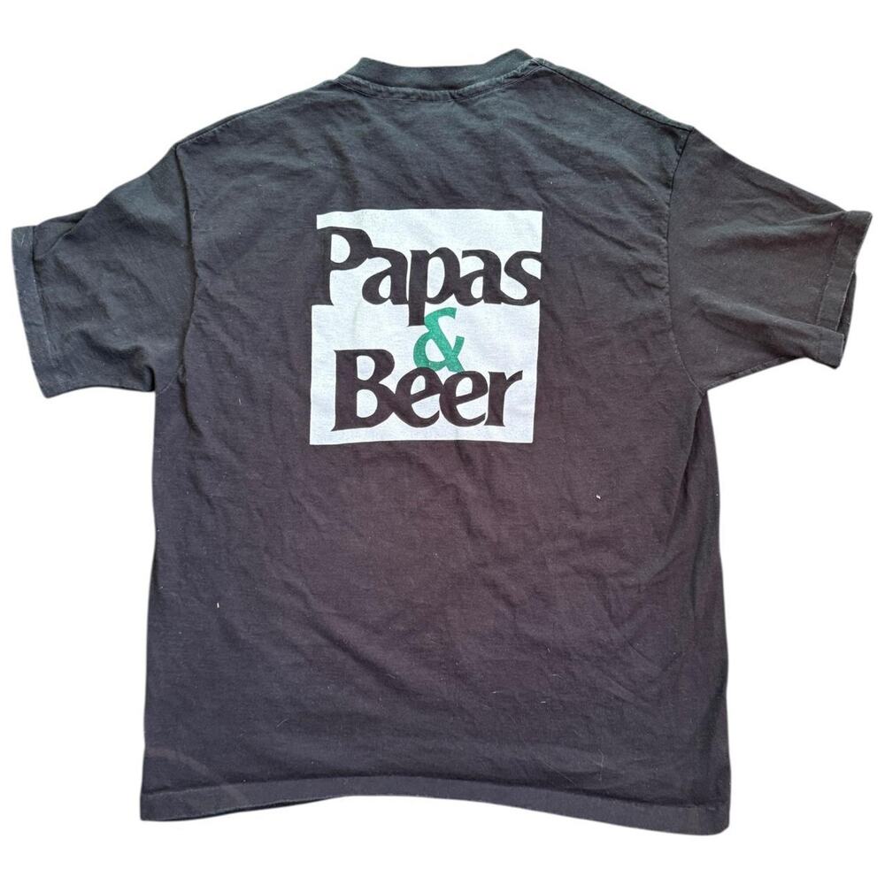 Black Papas & Beer cotton T-shirt. Made in USA. Size XL